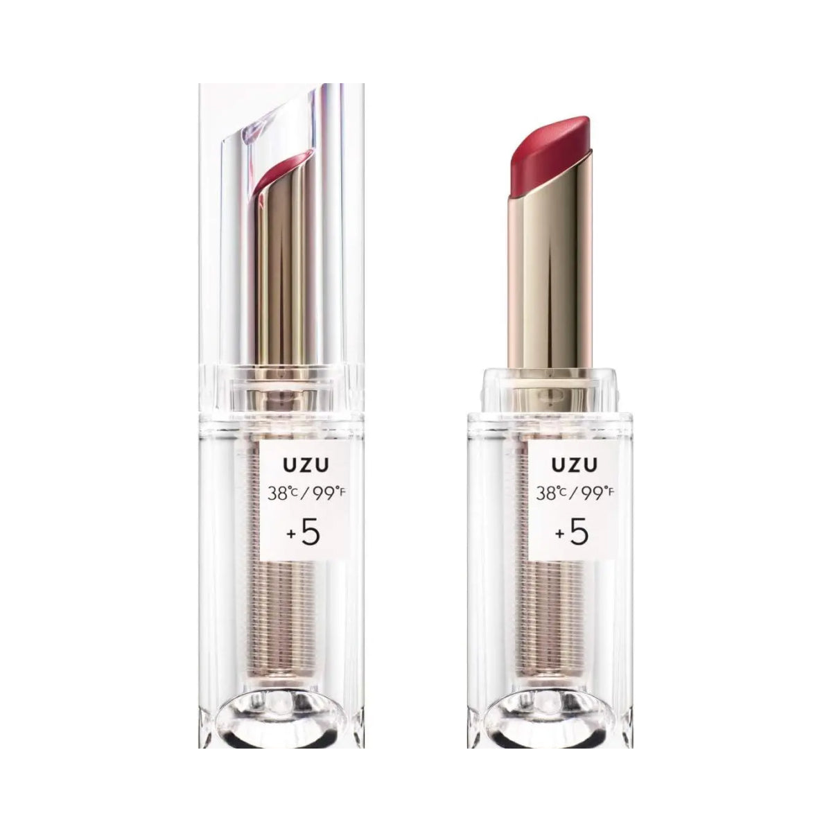UZU BY FLOWFUSHI 38 / 99F LIPSTICK TOKYO +5 Red Intence Помада-блиск червоного кольору