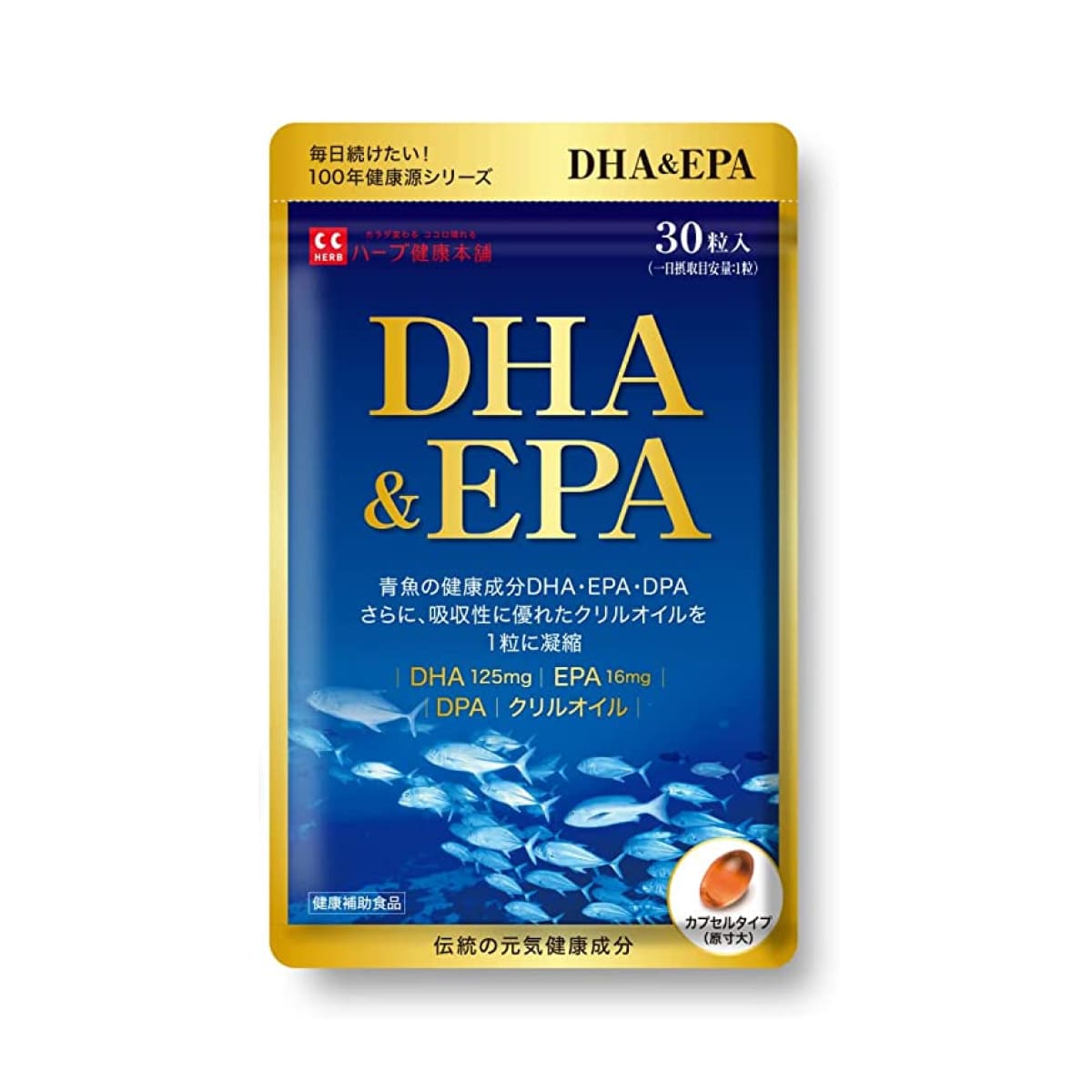 HERB KENKO HONPO DHA&EPA, 30 Days Риб'ячий жир (Омега-3) з вітаміном Е +DHA, DPA та EPA
