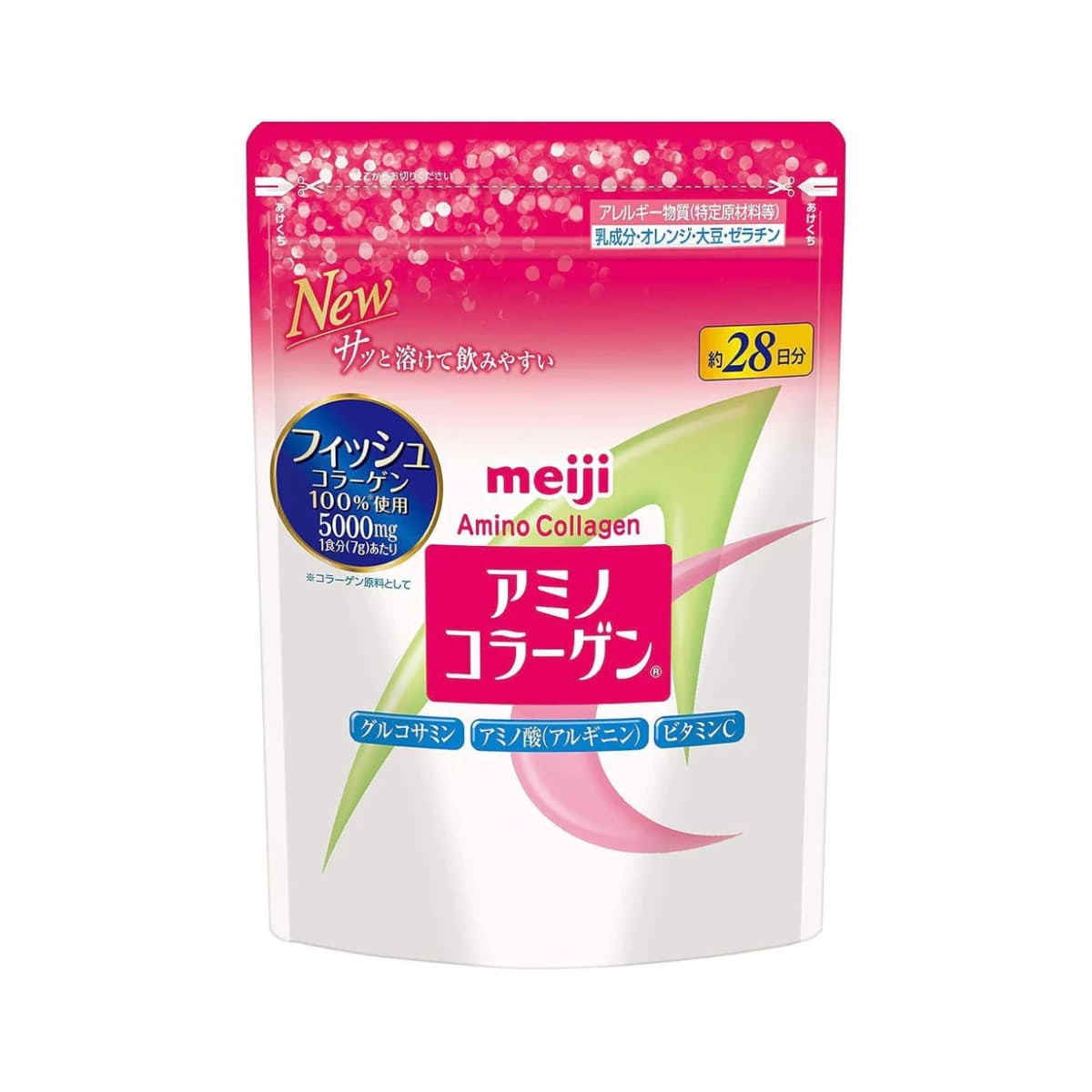 MEIJI AMINO COLLAGEN POWDER BEAUTY SUPPLEMENT 196g (for 28 days) Рибний аміно колаген з гіалуроновою кислотою і вітаміном С