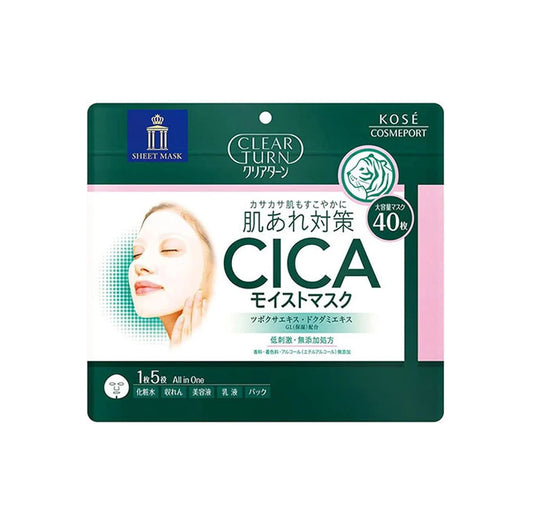 KOSE Clear Turn CICA Moist Mask Зволожуюча маска для обличчя, 40 шт