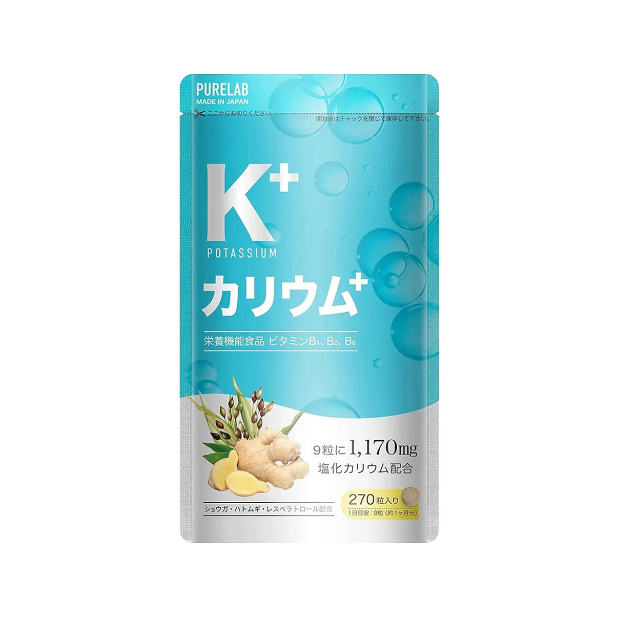 PURELAB К+ (Potassium) Калій з вітамінами B1, B2, B6, імбирем та ресвератролом
