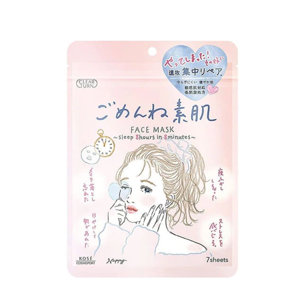 KOSE COSMEPORT CLEAR TURN GOMENNE BARE SKIN FACIAL MASK Набір листових масок для тьмяної шкіри